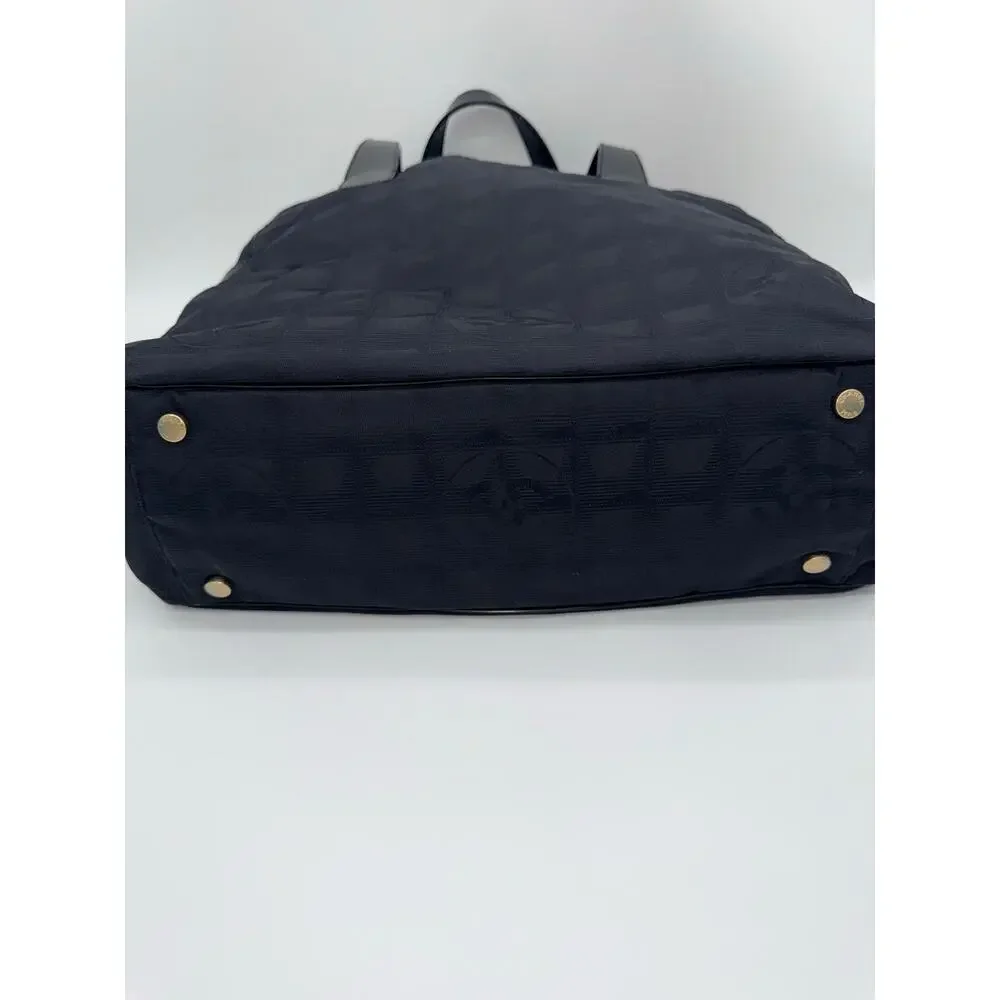Chanel New Travel Line GM Tote Navy Blue CC Jacquard Bag Rare 8262233